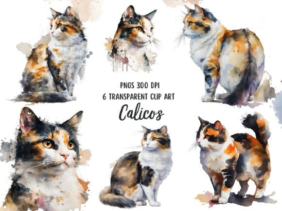 Download Calico Cats Watercolor Transparent Pngs - Water Collection