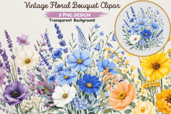 Download Vintage Floral Bouquet Clipart PNG,Flora - Vintage Collection
