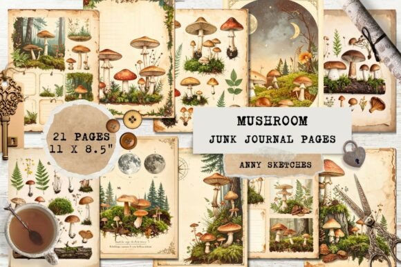 Download 21 Vintage Mushroom Forest Junk Journal - Vintage Collection