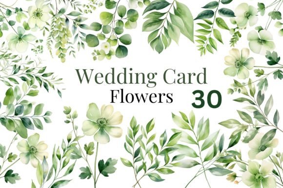 Download Green Wedding Watercolor Flowers Bundle - Water Collection