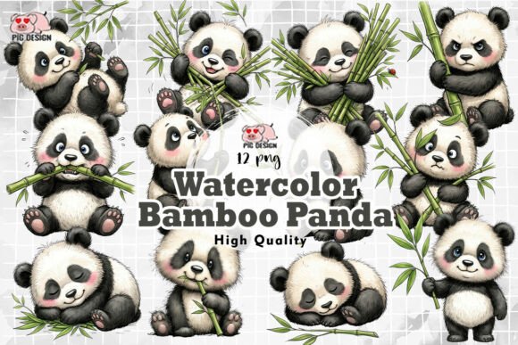 Download Watercolor Bamboo Panda PNG - Water Collection