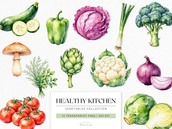 Download Watercolor Vegetables Healthy Kitchen - Water Collection