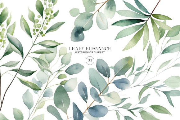 Download Watercolor Eucalyptus Leaf Clipart Set - Water Collection