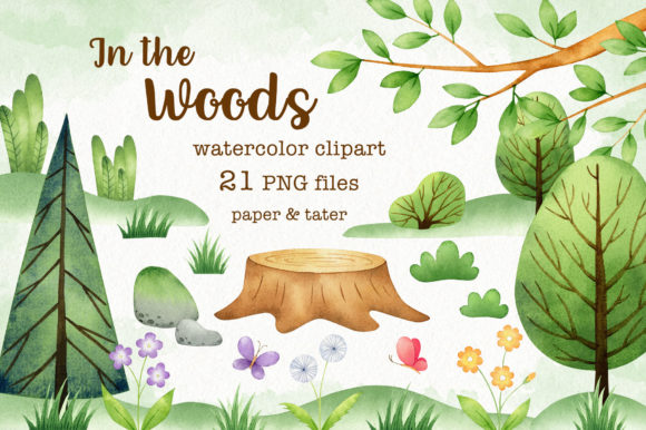 Download In the Woods Water Color Clip Art Set - Water Collection