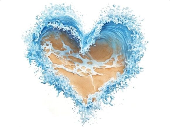 Download 10 Wave Water Beach Heart Shape Clipart - Premium Resources