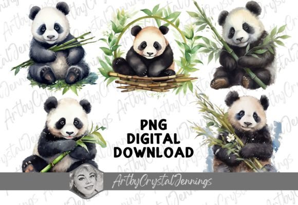 Download Watercolor Panda Bear with Bamboo PNG - Water Collection