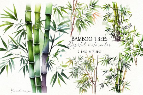 Download Watercolor Bamboo Trees - Water Collection