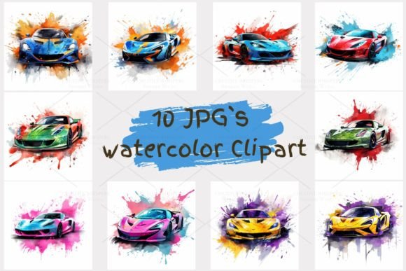 Download Sport Car Watercolor Clipart, JPG 1S-38 - Water Collection