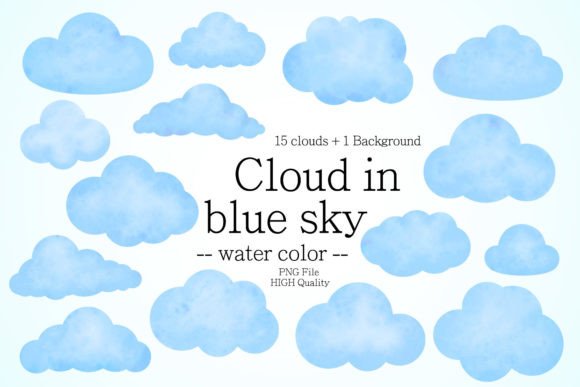 Download Water Color Cloud in Blue Sky Clip Art - Water Collection