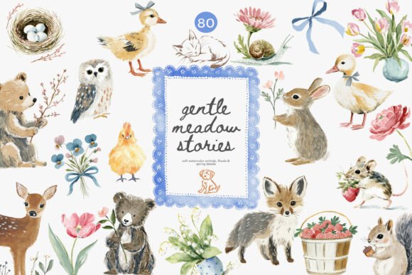 Download Watercolor Spring Nursery Clipart Set - Water Collection