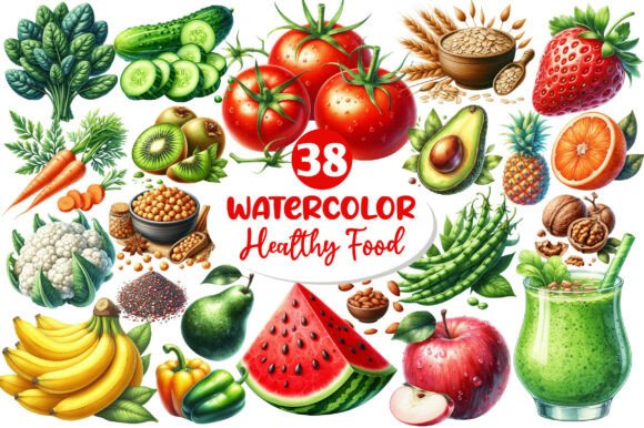 Download Watercolor Healthy Food Clipart - Water Collection