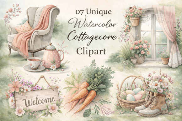Download Unique Watercolor Cottagecore Clipart - Water Collection