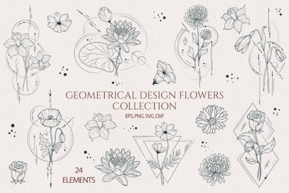 Download Geometrical Design Birth Month Flowers - Geometrical design Collection
