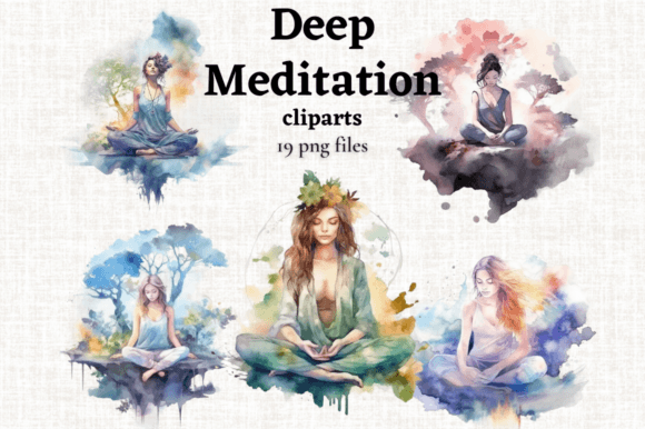Download Watercolor Meditation Clipart Bundle - Water Collection