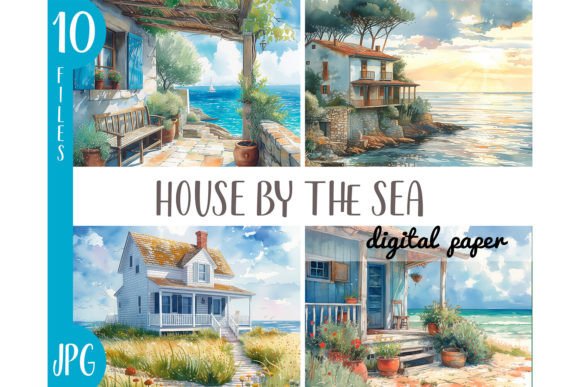 Download Watercolor Houses by the Sea Clipart - Water Collection