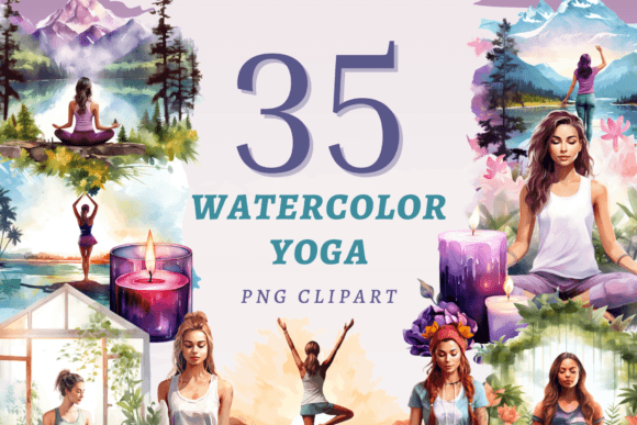 Download Watercolor Yoga PNG Bundle - Water Collection