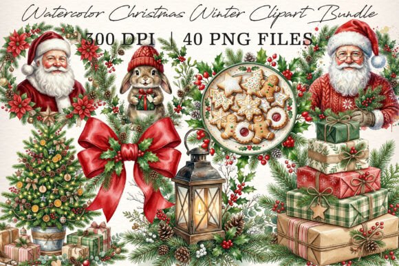 Download Watercolor Christmas Winter Clipart - Water Collection