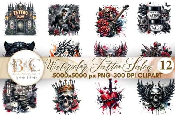 Download Watercolor Tattoo Salon Clipart - Water Collection