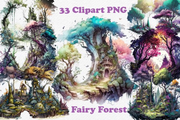 Download Watercolor Fairy Forest Clipart PNG - Water Collection