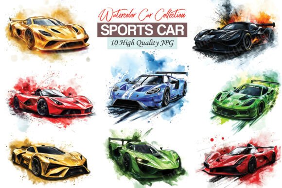 Download Watercolor Sports Racing Car Clipart - Water Collection