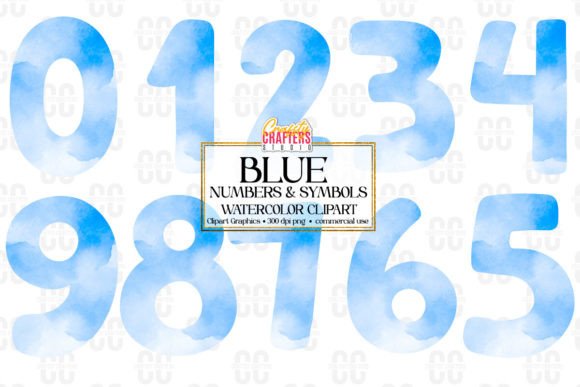 Download Blue Watercolor Numbers &amp; Symbols - Water Collection