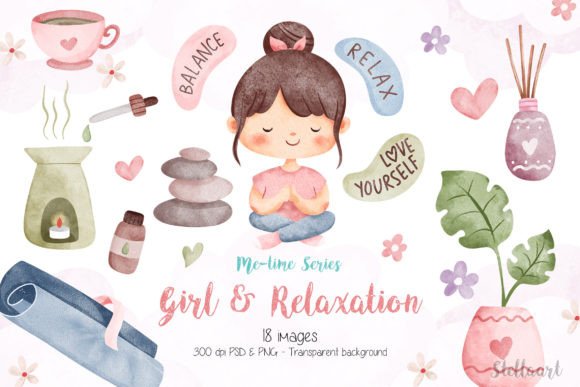 Download Girl and Relaxation Watercolor Clipart - Water Collection