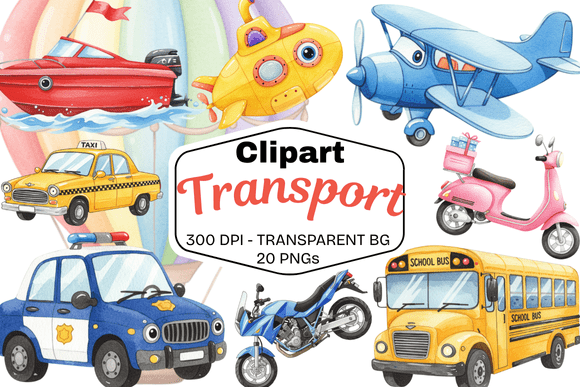 Download Watercolor Transport Clipart Set - Water Collection