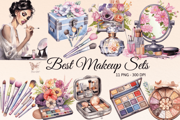 Download Best Makeup Sets Watercolor Cliparts - Water Collection