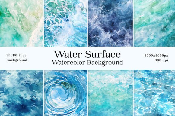 Download Ocean Water Pool Surface Watercolor BG - Premium Resources