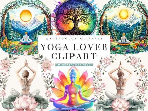 Download Watercolor Yoga Lover Clipart Bundle - Water Collection