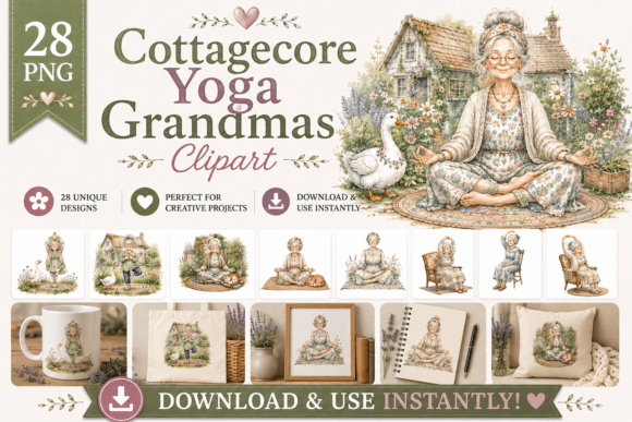 Download Watercolor Cottagecore Yoga Grandma - Water Collection