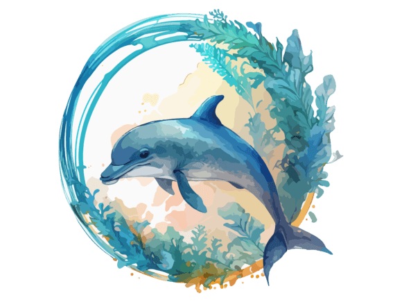 Download Watercolor Dolphin Underwater Clipart - Water Collection