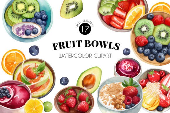 Download Watercolor Healthy Fruit Bowls - Water Collection