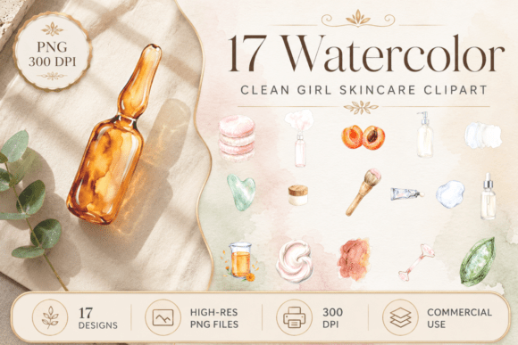 Download Clean Girl Skincare Spa Watercolor Set - Water Collection