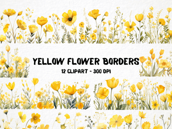 Download Watercolor Yellow Flower Borders - Water Collection