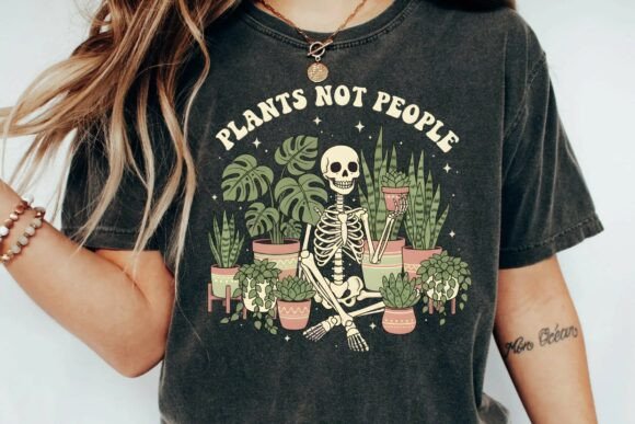Download Retro Skeleton Gardening Plants Not People Vintage Boho Plant Lover Png - Vintage Collection