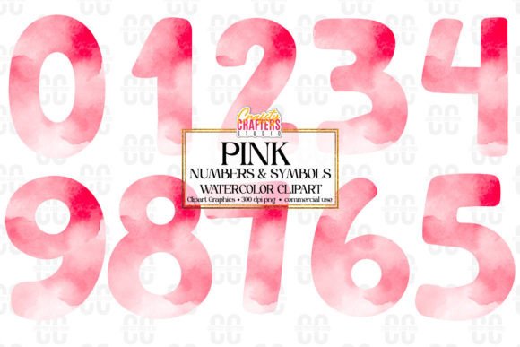 Download Pink Watercolor Numbers &amp; Symbols - Water Collection
